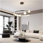 Elegáns LED Csillár WiFi 2.4G Távirányítóval, Hideg/Meleg/Semleges Fény, Prémium Világítás és Kortárs Stílus DM-G4128 Fekete