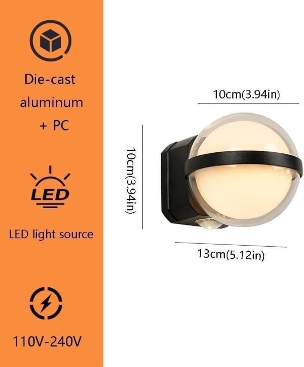 LED fali lámpa, 10 cm, kompakt dizájn, DM101
