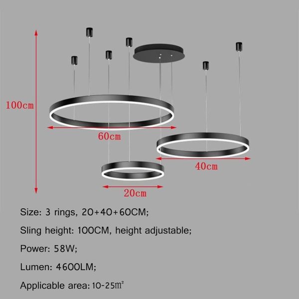 LED függőlámpaTip DM203003/3, Távirányítóval, 3 Fény Típus, Állítható Magasság, 160W, Fekete