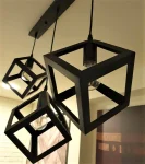 Függesztett lámpa, absztrakt és geometrikus design, fekete