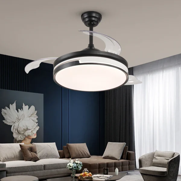 Ventilátoros Csillár, DM-ESC-410YY BK, Modern Dizájn, Fekete