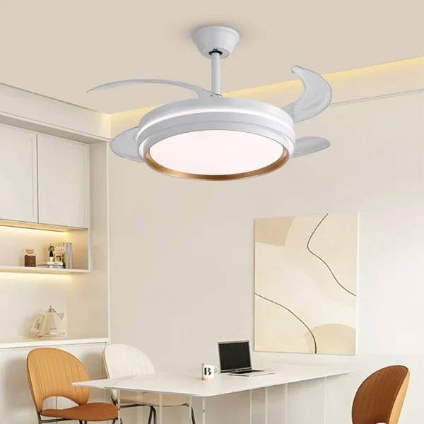 Ventilátoros Csillár, ESC-417YY WH, Modern Dizájn, Fehér
