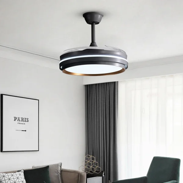 Ventilátoros Csillár, ESC-417YY BK, Modern Dizájn, Fekete