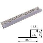 Alumínium Profil Gipszkartonhoz, 1m, Záró Falprofil, 31.2x13.2mm