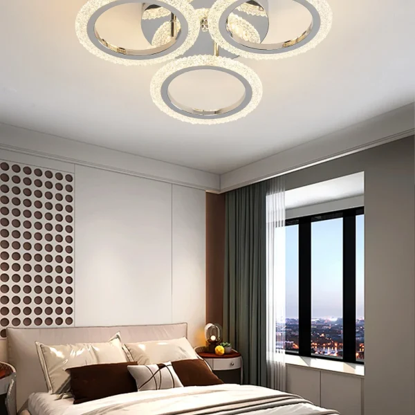 LED Csillár, DM Living, DQ001-3 Modell, Távirányítóval, 3 Fényfunkcióval, Állítható Fényerő, 48W, Ezüst