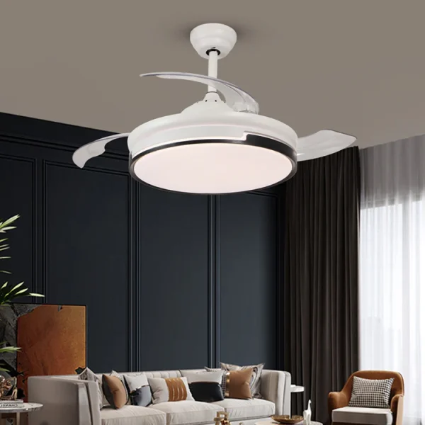 Ventilátoros Csillár, DM-ESC-410YY WH+BK, Modern Dizájn, Fehér