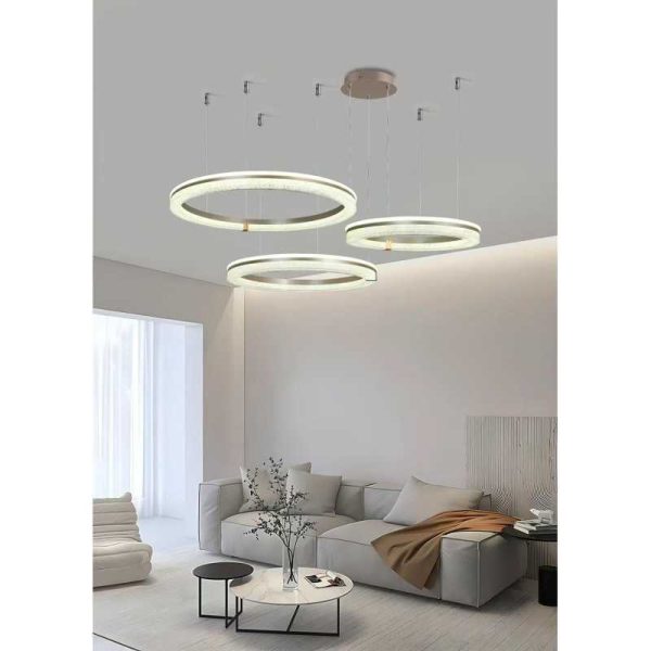 LED Csillár, Ø60cm+50cm+40cm, Wifi Távirányítóval, 2.4G, Hideg/Meleg/Semleges Fény, Állítható Fényerő, DM-F9841/3