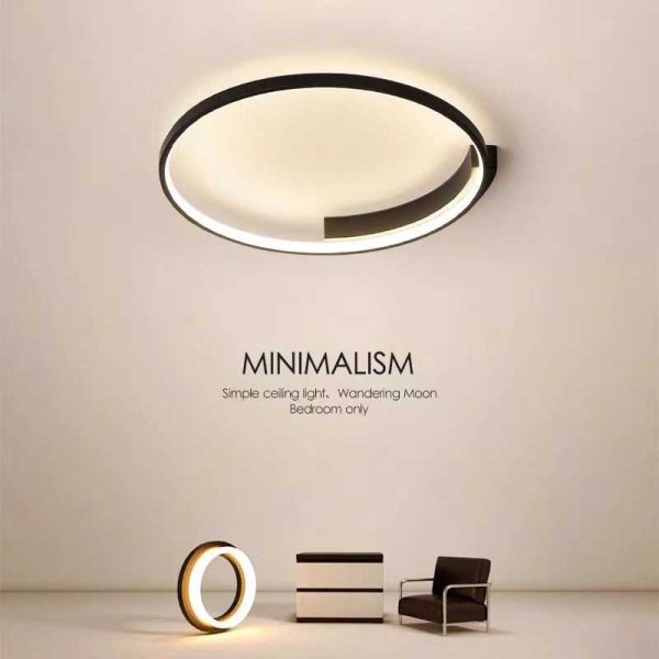 Minimalista LED Csillár, Wifi Távirányítóval, Ø50cm, 2.4G, Hideg/Meleg/Semleges Fény, Állítható Fényerő, DM-G4101 BK