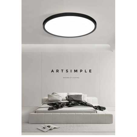 LED Mennyezeti Lámpa, IP44, Ultra Vékony, 60W, 2.1 cm Vastagság, Ø50cm, 6500K, 6000lm, DMDS01-500MM-60W, Fekete
